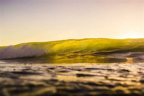 Ocean Yellow Wave At Sunset Or Sunrise Stock Photo Image Of Seascape