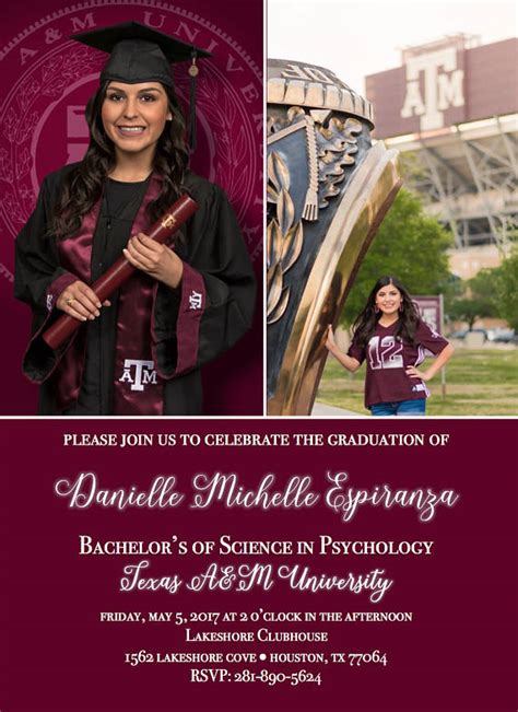 custom texas aandm graduation announcements invitations downloadable pdf file printed product