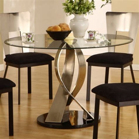 Round Glass Top Dining Table Wood Base Round Glass Dining Room Table