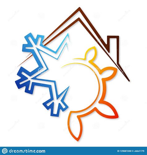 Snowflake And Sun Under The Roof Symbol Stock Illustration
