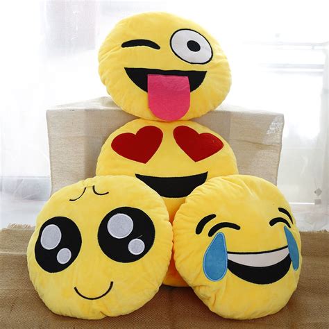 Hlest Funny Cute Yellow Emoji Pillow Plush Pillow Cushion Emoji Round