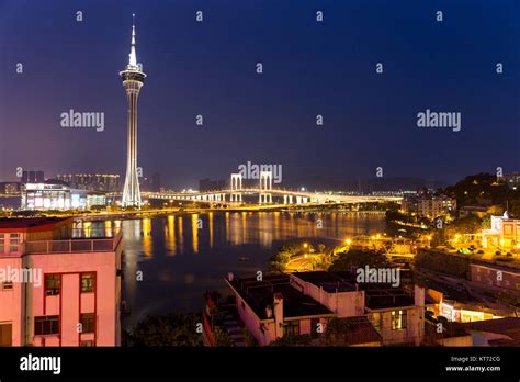 Macau City At Night Stock Photo Alamy