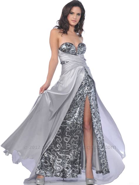 Silver Evening Dress Sequin Evening Dress Vintage Look Sexy Elegant