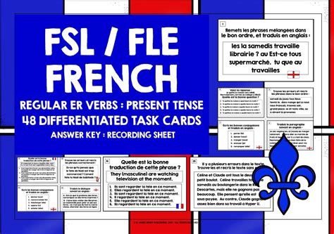 French Er Verbs Present Tense Task Cards Teaching Resources