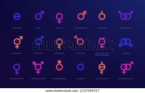 Gender Neon Icons Glowing Light Symbols Stock Illustration 2137349217 Shutterstock