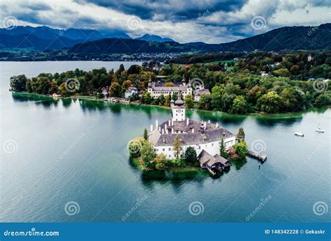 Aerial View Of Gmunden Schloss Lake In Austria Stock Photo Image Of