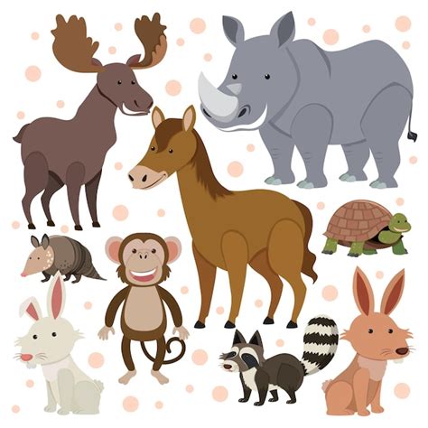 Premium Vector Seamless Pattern With Cute Wild Animals On White