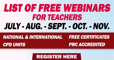 List Of Free Webinars For Teachers July November Register Here