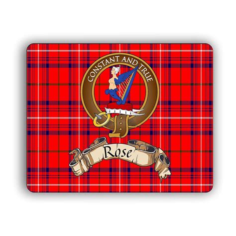 Scottish Clan Rose Tartan Crest Computer Mouse Pad Handmade