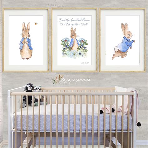 Printed Peter Rabbit Nursery Prints Baby Name Print Peter Etsy