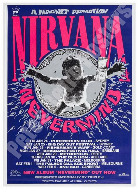 Nirvana Vintage Concert Nevermind Australian Tour1992 Poster