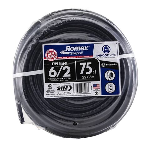 Wire gauges (called awg gauges) refer to sizes of copper wire. Southwire 75 ft. 6/2 Stranded Romex SIMpull CU NM-B W/G ...