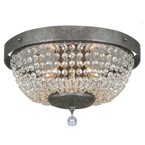 Few home accessories create the grandeur of crystal chandeliers. Transglobe Old World 3-Light Silver Indoor Flush Mount ...