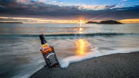 Nature Landscape Sea Coast Bottles Whiskey Jack