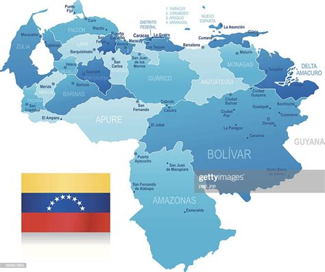 Map Of Venezuela States Cities And Flag High Res Vector Graphic Getty