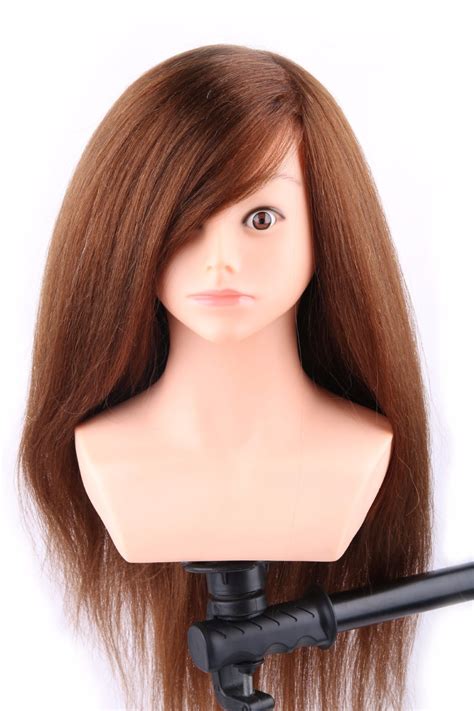 Mannequin Head Salon 100 Real Hair 22 Brown Hair Training Hairdressing Practice Cosmetology