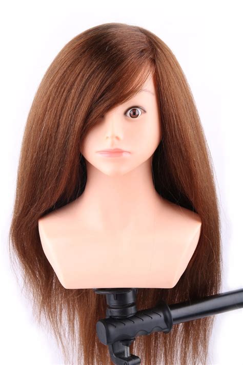 Mannequin Head Salon 100% Real Hair 22" Brown hair Training