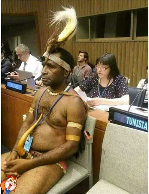 Photo Of President Of Papua New Guinea Attending A UN Meeting Naked