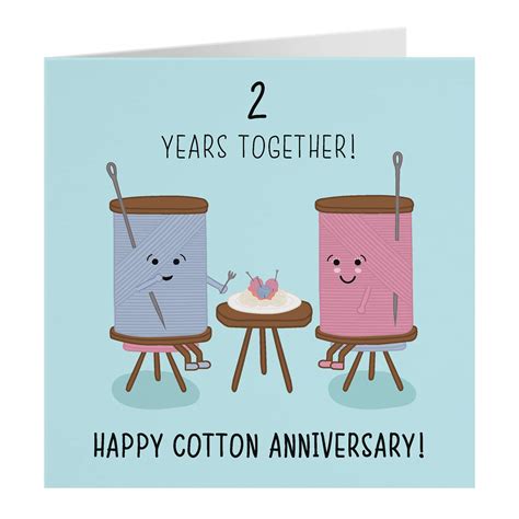 Buy Hunts England 2nd Wedding Anniversary Card Cotton Anniversary