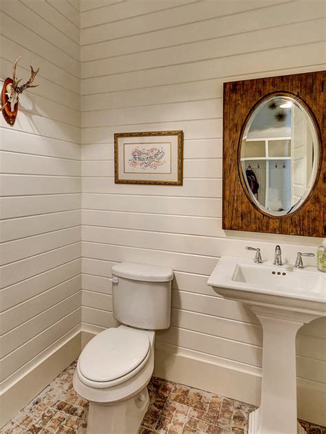 Country Powder Room Design Ideas Renovations And Photos With Brick Floors
