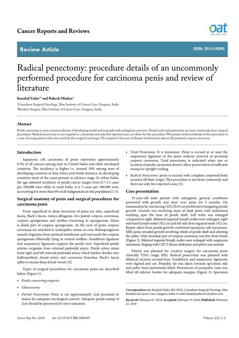 Pdf Radical Penectomy Procedure Details Of An Uncommonly Performed
