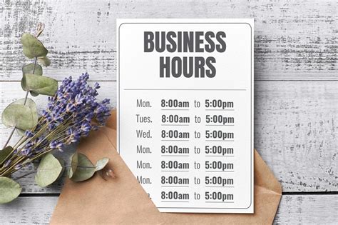 Business Hours Printable Signweekly Store Hours Etsy