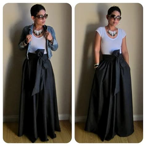 Maxi Skirts 2017 Autumn Plus Size 6xl 7xl A Line With Bow Bandage Black