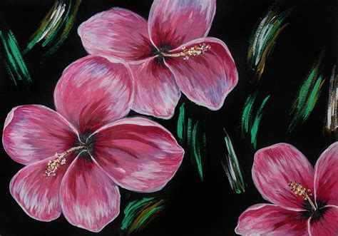 Hibiscus Flowers Acrylic Painting Painting By Ronel Broderick