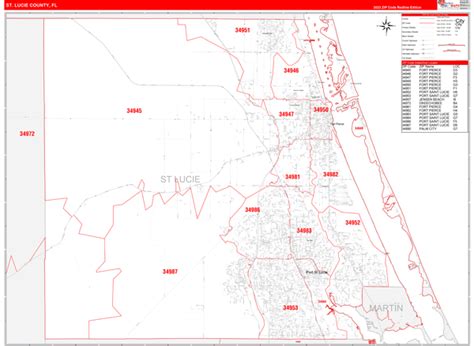 St Lucie County Fl Zip Code Maps Red Line