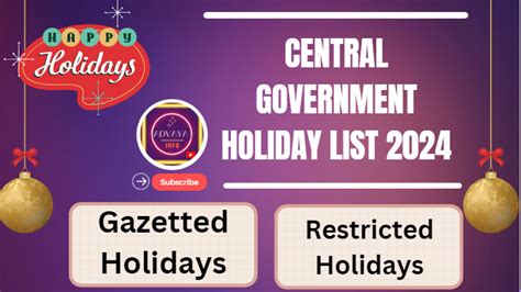 Central Government Holiday List 2024 Pdf Download Govt Calendar 2024