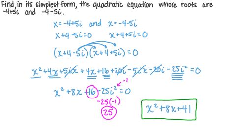 Question Video Forming A Quadratic Equation In The Simplest Form Given