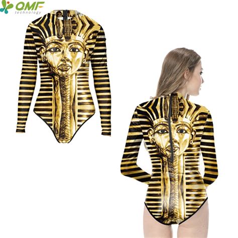 Cosplay Pharaoh Egypt Monokinis One Piece Bodycon Long Sleeve Swimwear
