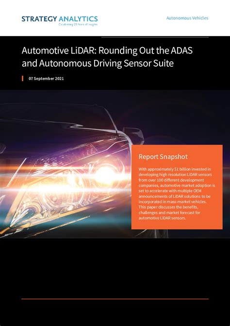 Automotive Lidar Rounding Out The Adas And Autonomous Driving Sensor