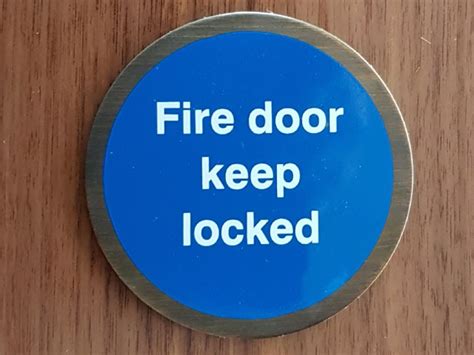 Door Sign 76mm Disc Fire Door Keep Locked Antique Brass Sws Hardware