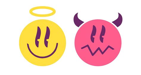 Vektorset Emoji Von Engel Und Teufel Vektorsymbole Von Positiven Und Negativen Gesichtern