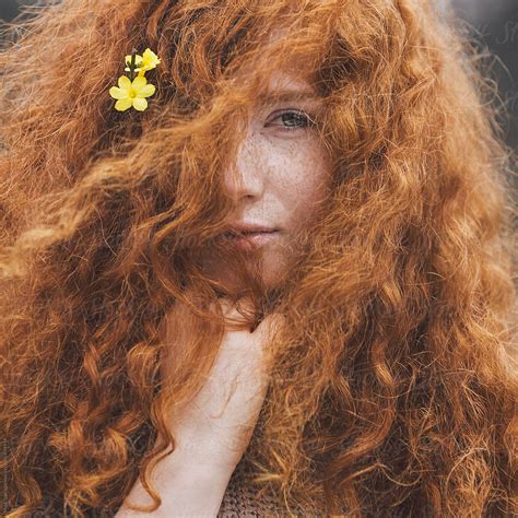 Portrait Of A Redhead With Freckles By Maja Topcagic Stocksy United