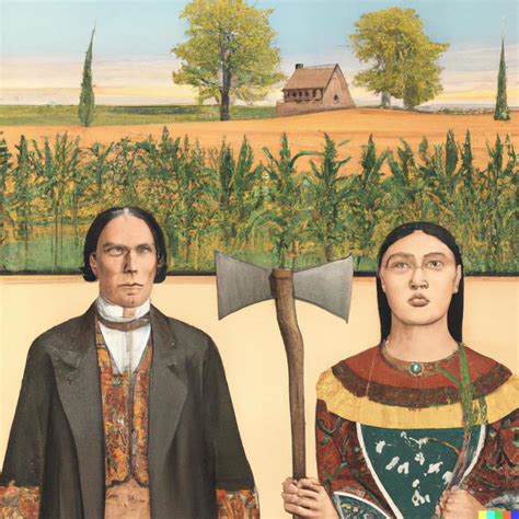 Native American Gothic By Grant Wood Dall E Mini Craiyon Know