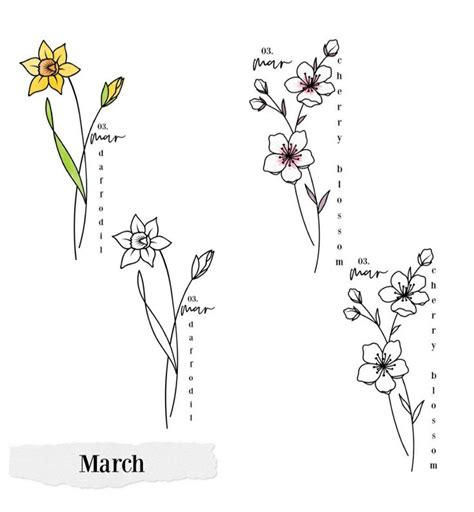 March Birth Flowers Birth Flower Tattoos Time Tattoos Line Art Tattoos