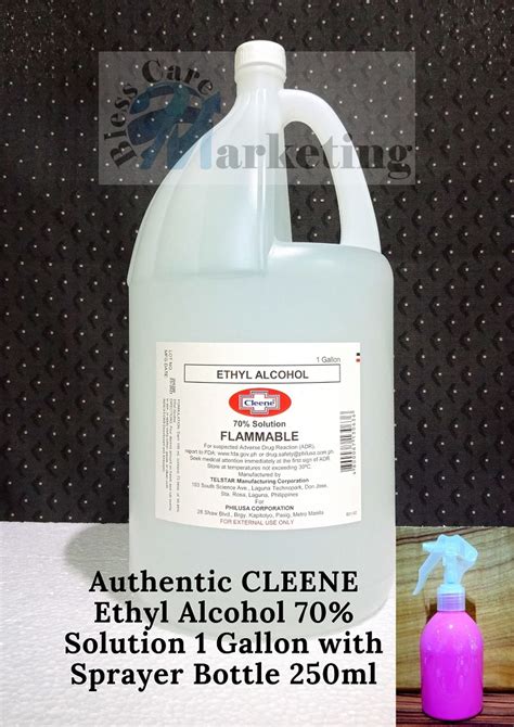 Authentic Cleene Ethyl Alcohol 70 Solution 1 Gallon 2 Liters