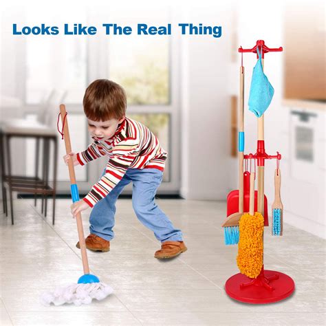 Buy Aokesi Wooden Detachable Kids Cleaning Toy Set Broom Mop Duster