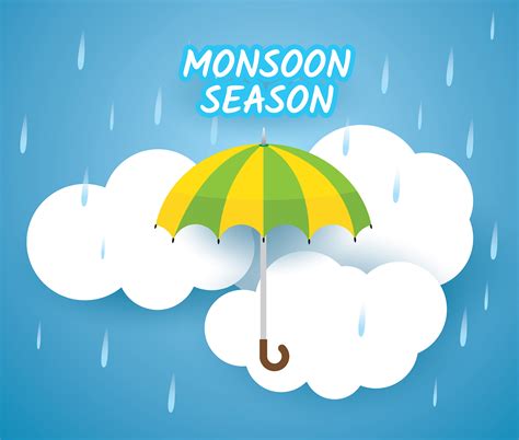 Monsoon Season Design With Umbrella Over Clouds 1222610 Vector Art At