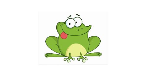 Frog Cartoon Character Hanging Its Tongue Out Postcard