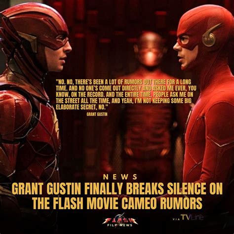 the flash film news on twitter grant gustin confirms he will not be making a cameo appearance