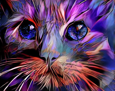 Purple Cat Art Print Digital Art By Jacob Folger Pixels
