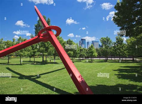 Walker Art Center Sculpture Garden with Minneapolis skyline Stock Photo