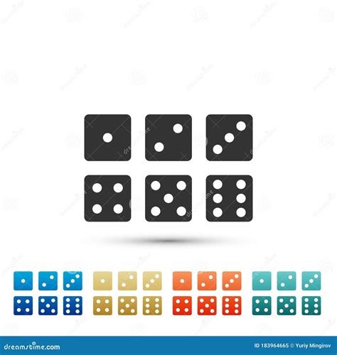 Set Of Six Dices Icon Isolated On White Background Set Elements In