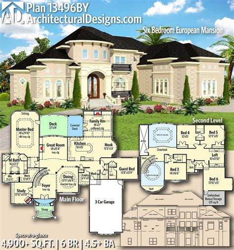 Architectural Designs Home Plan 13496by Gives You 6 Bedrooms 45
