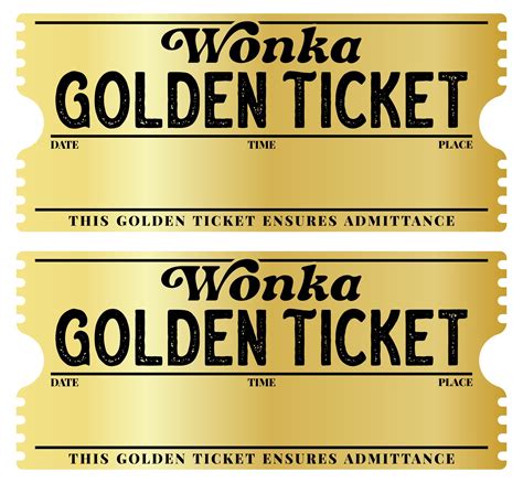 Printable Wonka Golden Ticket Template | Golden ticket template, Ticket