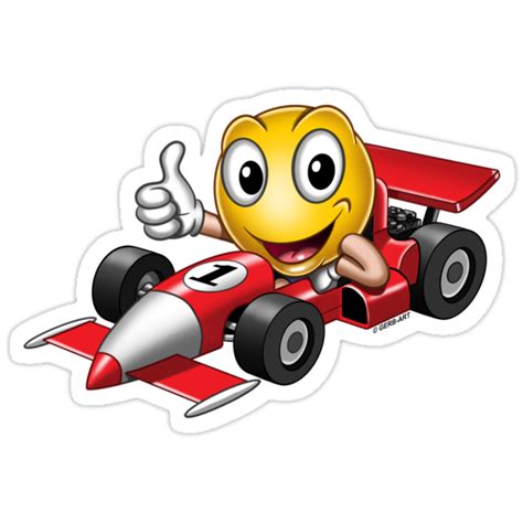 Smiley Racing Car Stickers By Gerbart Redbubble