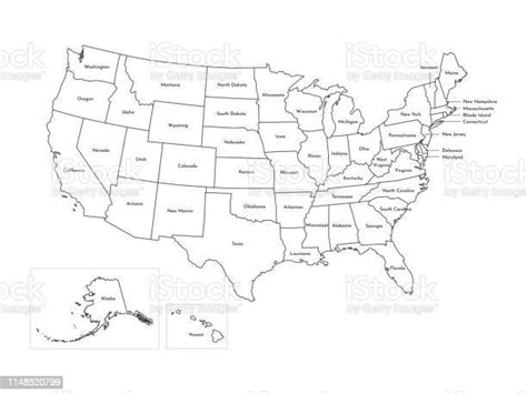 Vector Isolated Illustration Of Simplified Administrative Map Of Usa